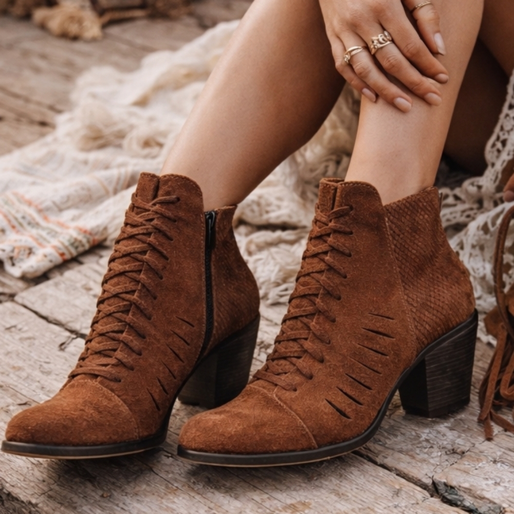 🤎 Boho Suede Ankle Boots – Free People Vibe 🤎